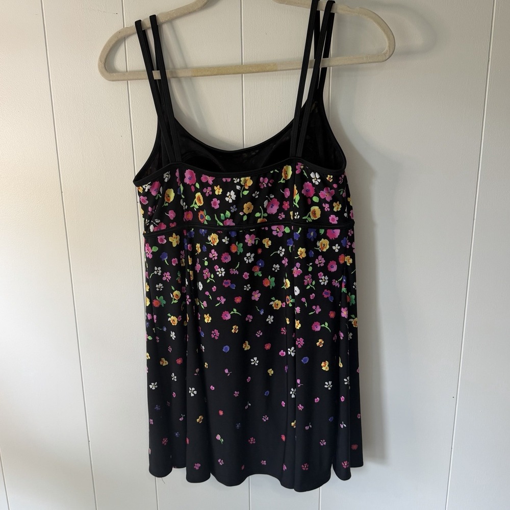 St. John's Bay Women's Size 12 Black Floral Swim Dress One Piece Swimsuit - Picture 5 of 9